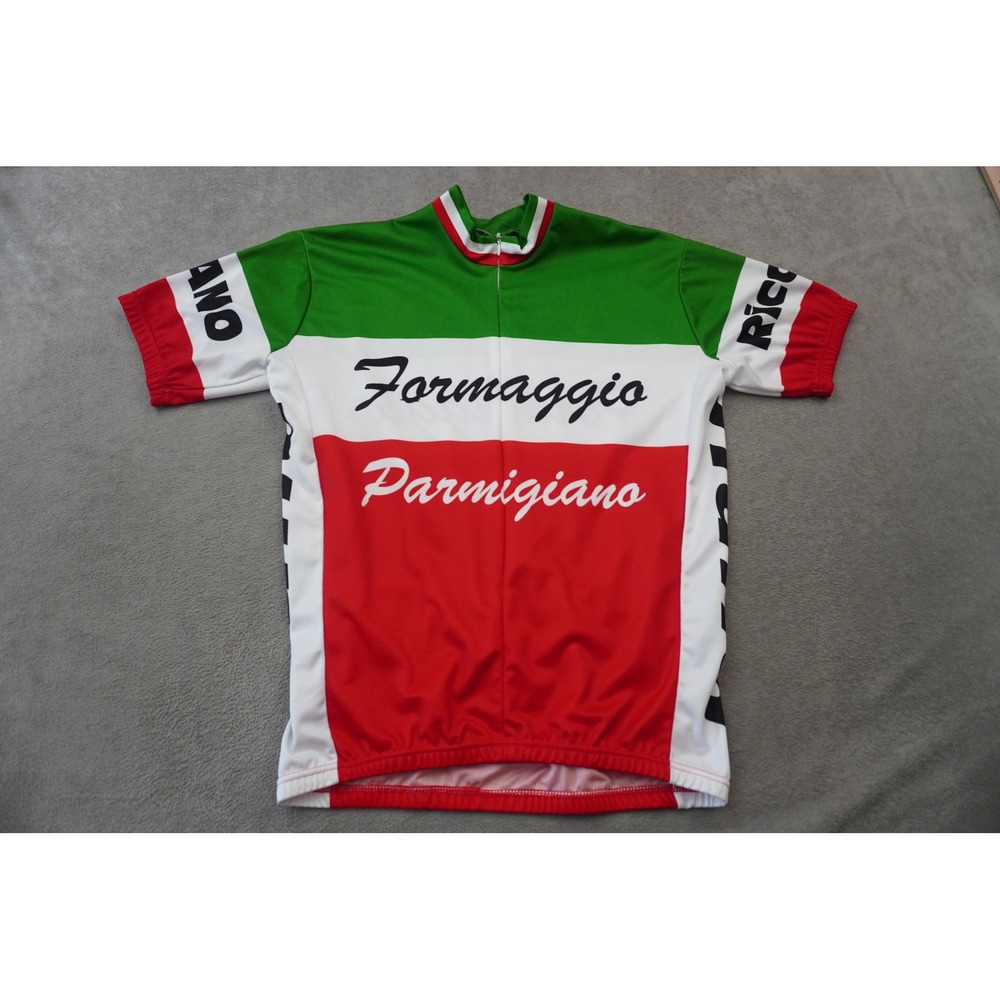 World Jerseys Mens Cycling Jersey Red Size XL Polyester Formaggio Italia Retro
